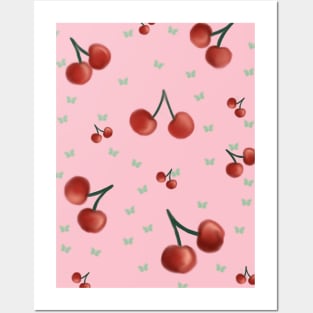 Cherries and butterflies Posters and Art